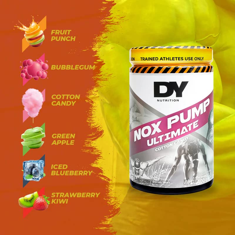 DY Nutrition - NOX Pump Pre Workout Powder | 350mg Caffeine | Fruit Punch Flavour | High Performance Preworkout for Focus, Pump & Energy with L-Citrulline, Beta Alanine, L-Tyrosine. 400g. 20 Servings