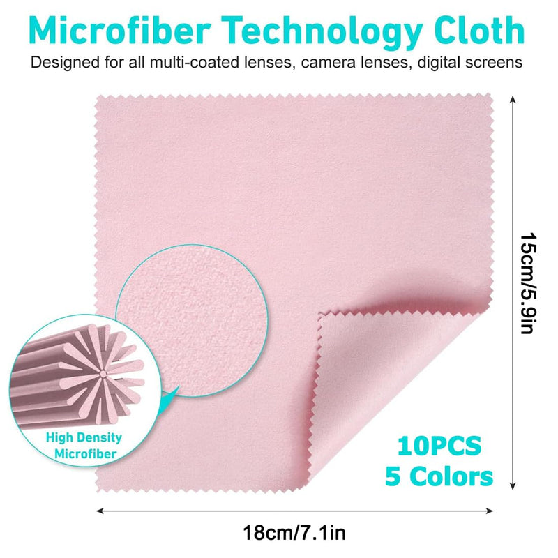 [Australia] - IBXWMNG Set of 10 microfiber cloths for glasses, screen, tablet, cell phone, camera - glasses cleaning cloths in 5 colored designs (18x15cm) 