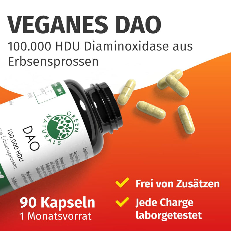 [Australia] - DAO capsules VEGAN - High dosage: 100,000 HDU - 100 mg pea sprout powder per capsule - 90 capsules 
