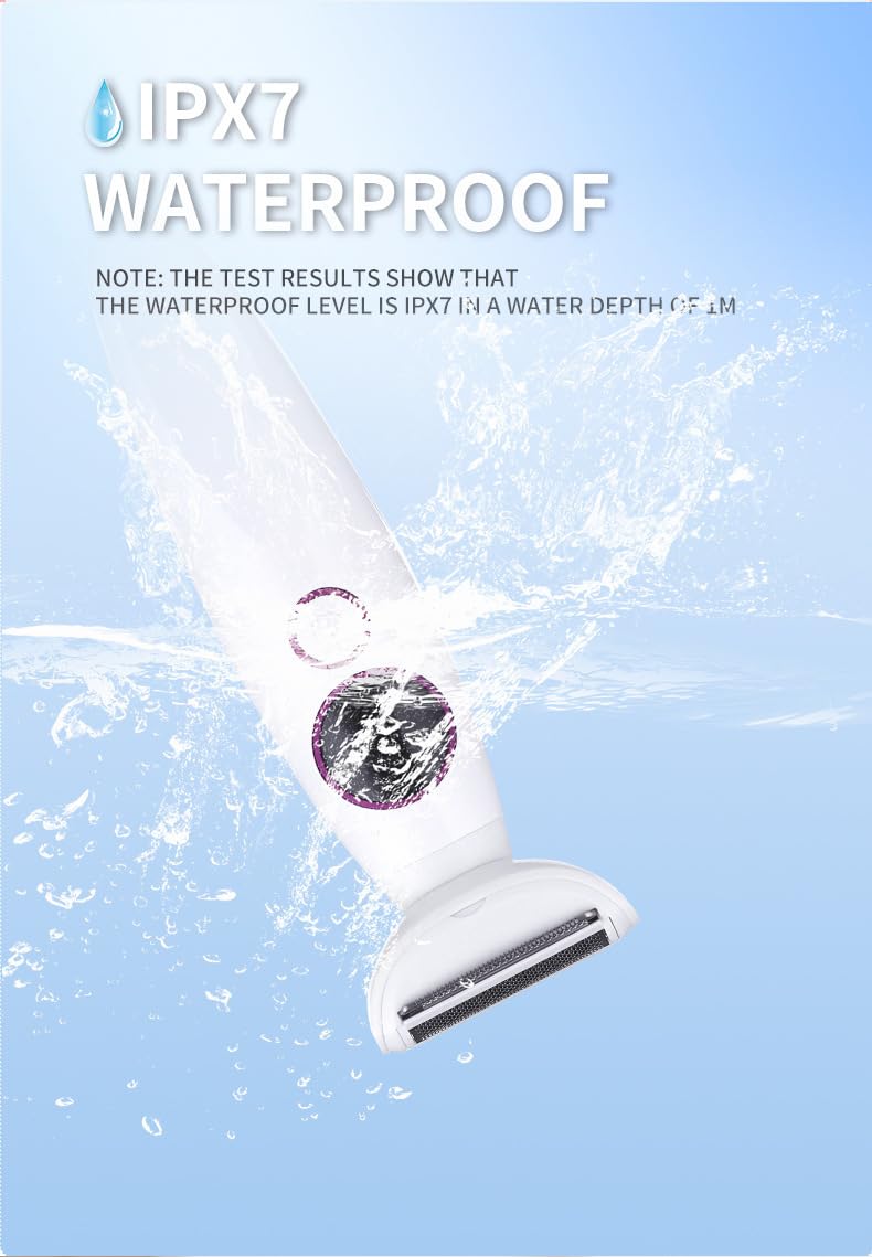 [Australia] - Bikini Trimmer for Women, 5 in 1 Electric Razors for Women - Rechargeable Electric Shaver - IPX7 Waterproof Bikini Trimmer for Underarm Leg Arm Body White 
