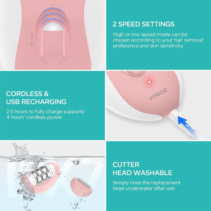 [Australia] - Epilator for Women, Smooth Glide Epilator for Women Face with 2 Speeds, Epilator Smooth Face Trimmer Device, Facial Hair Removal for Face Legs Arms Armpit Bikini 