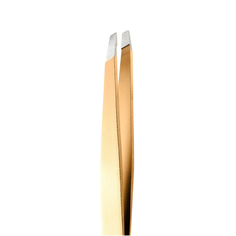 Rubis Classic Stainless Steel Slanted Tweezers for Precise Eyebrows and Hair Removal, The Gold Collection, Gold, 1K103