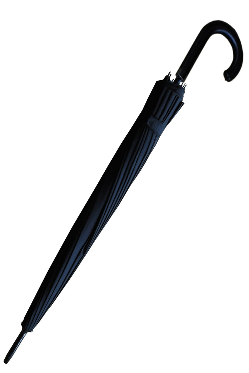16 Rib - Extra Strong - Windproof Strong Umbrella - Heavy Duty - Auto | Best Triple Layer Reinforced Frame with Fiberglass - Large Straight Auto Umbrella - Black Canopy