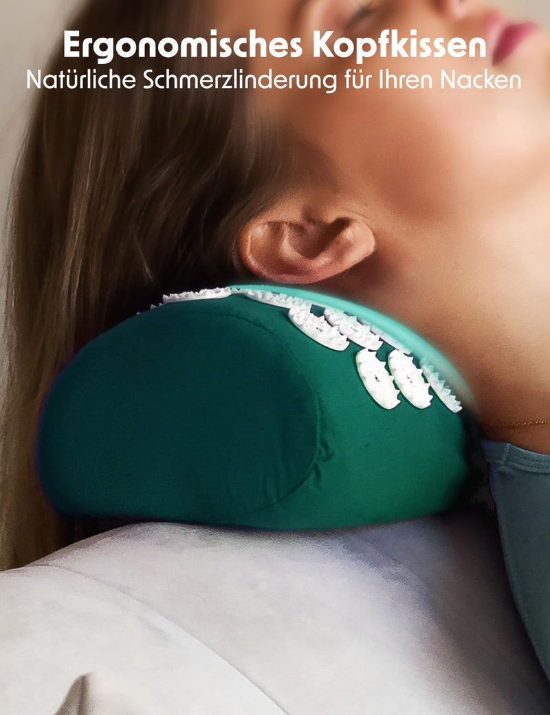 [Australia] - LifeGoods Acupressure Mat with Pillow - Accupressure Mat - Accupressure Mat+ - Acupressure Mat - Acupuncture Mat - Massage Mat - Back - Spiked Mat - Fakir Mat - Nail Mat - Acupressure Mat Green & White 