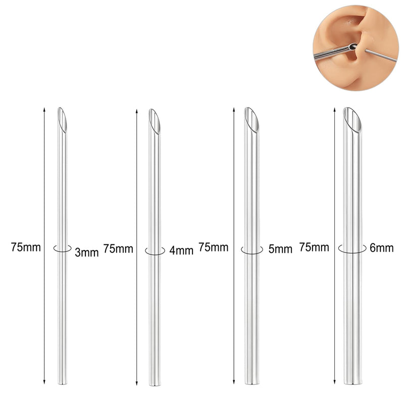 [Australia] - 4pcs Piercing Needles Receiving Tubes, Stainless Steel Body Jewelry Piercing Receiver (3mm 4mm 5mm 6mm) 4Pcs Connecting pipe 