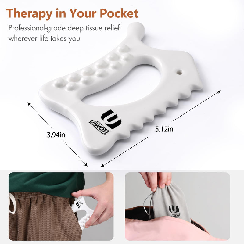 [Australia] - 6-in-1 Ceramic Body Gua Sha Facial Tools | Lymphatic Drainage Tool, Face Sculpting Tool & Acupressure Tool | Body Guasha | Trigger Point Massage Tool for Fascia Massage and Cellulite 
