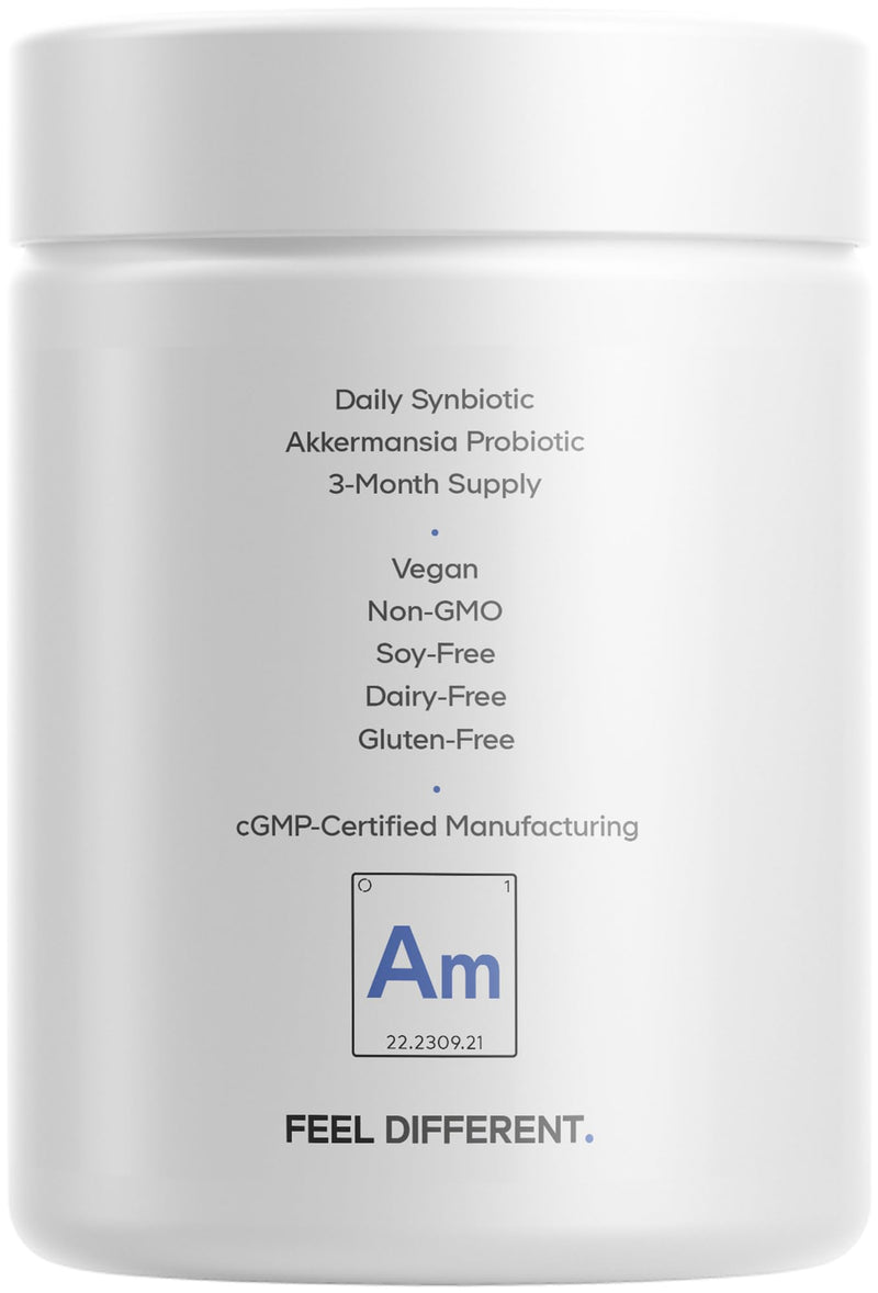 [Australia] - Codeage Akkermansia Muciniphila Probiotic Supplement - 3-Month Supply of Akkermansia & Chicory Inulin - Daily Synbiotic Probiotic Chicory Root - 100 Million AFUs - Gluten-Free - 90 Capsules 