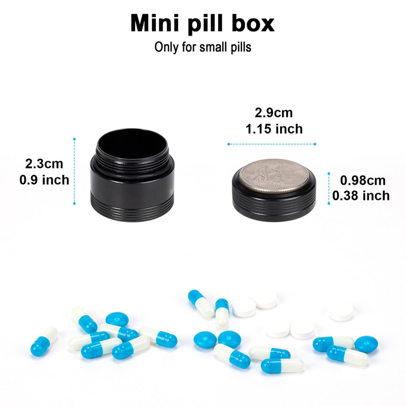 Metal Pill Box Pocket Purse Size Single Aluminum Pill Case for Daily | Waterproof Pill Container Portable Compact Round Medicine Organizer Pill Holder for Medication, Fish Oils Vitamins