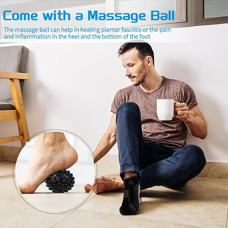 [Australia] - TOFBS Plantar Fasciitis Night Splint and Compression Socks with Massage Ball Set Adjustable Achilles Tendon Bandage for Plantar Fasciitis Pain Relief Black M 