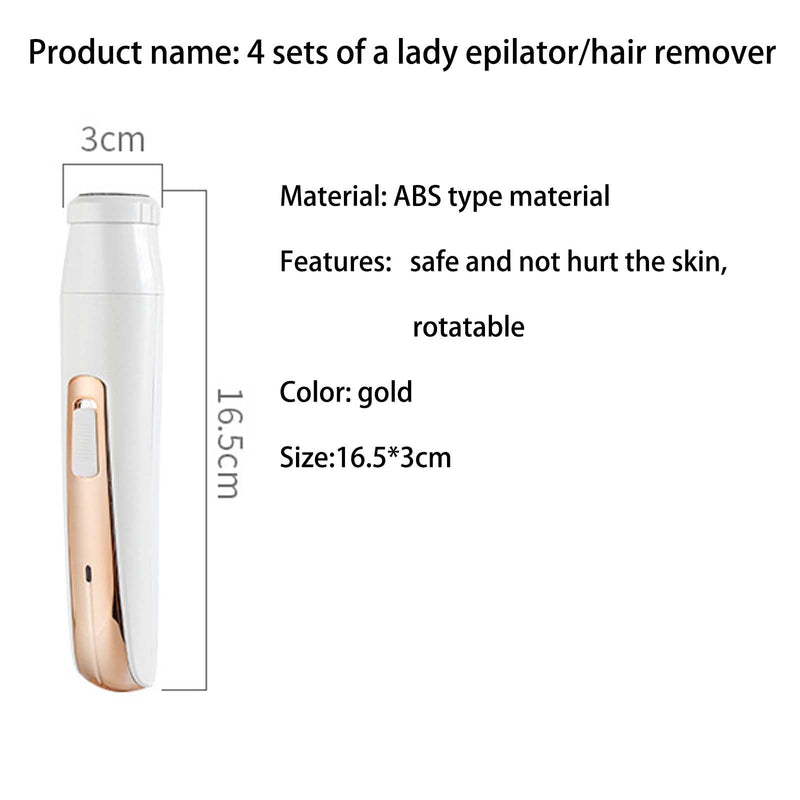 [Australia] - Womens Electric Razor, Face Shaver, Facial Hair Remover, Electric Bikini Trimmers for Legs, Travel Razor for Eyebrow Ear Nose Hair Lip Beard Armpit (Gold 4 in 1 Gold 