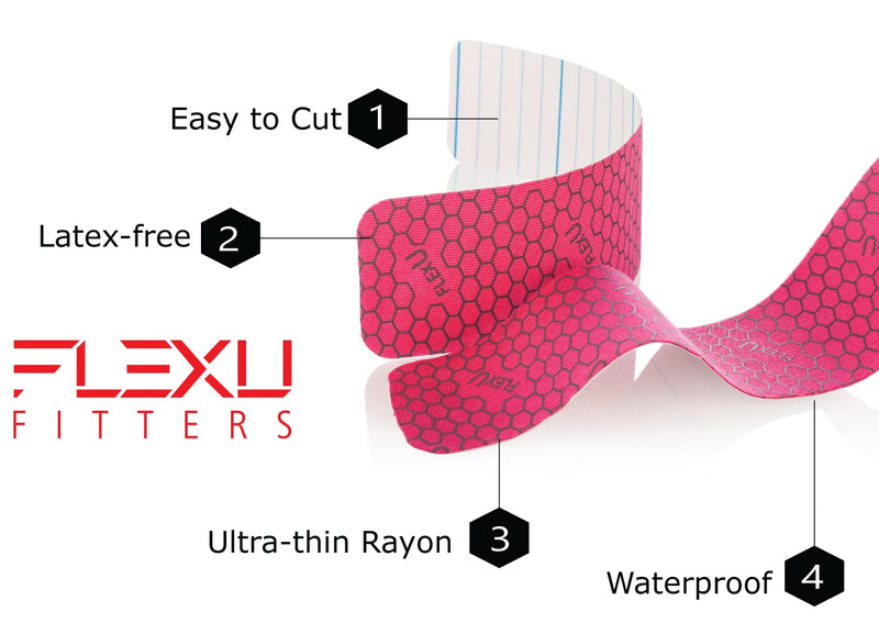 [Australia] - Kinesiology Tape - 60 2" x 10" Pre-Cut Strips for Lower Back, Knees, & Shoulders; Pain Relief & Support for Muscles & Joints, Shoulders, Knees & Back, Rheumatism, Gout, Osteoporosis (Pink) Pink 