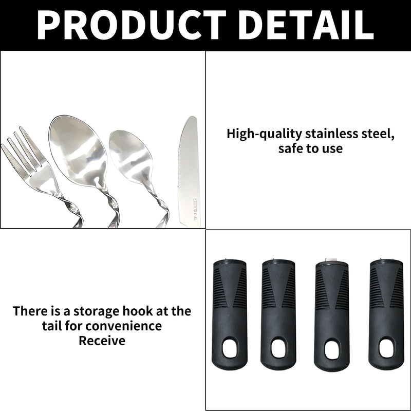 4PCS Bendable Cutlery for Disabled Hands, Disability Aids Weighted Bendable Cutlery, Anti-Shake Easy Grip Adaptive Cutlery with Knife Fork Spoon for Parkinson Elderly Disabled Arthritis