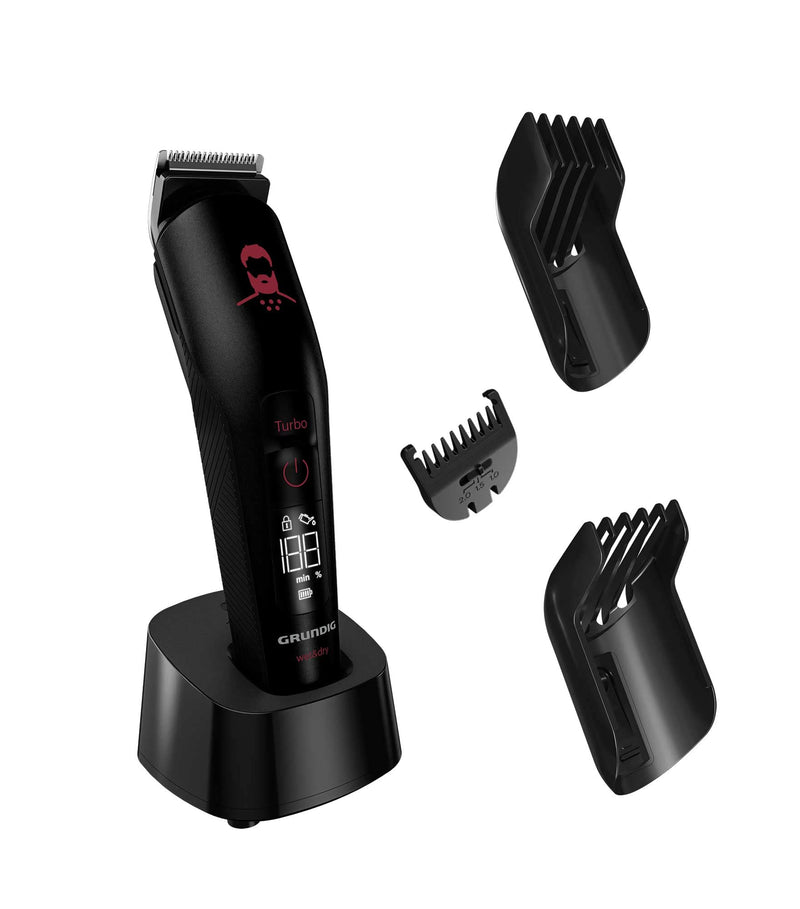 [Australia] - GRUNDIG MGK 9030 ProClub multi-hair cutting set, BeardCare sensor, wet & dry use, with Li-Ion battery technology, cutting set with titanium coating, matt black/red 