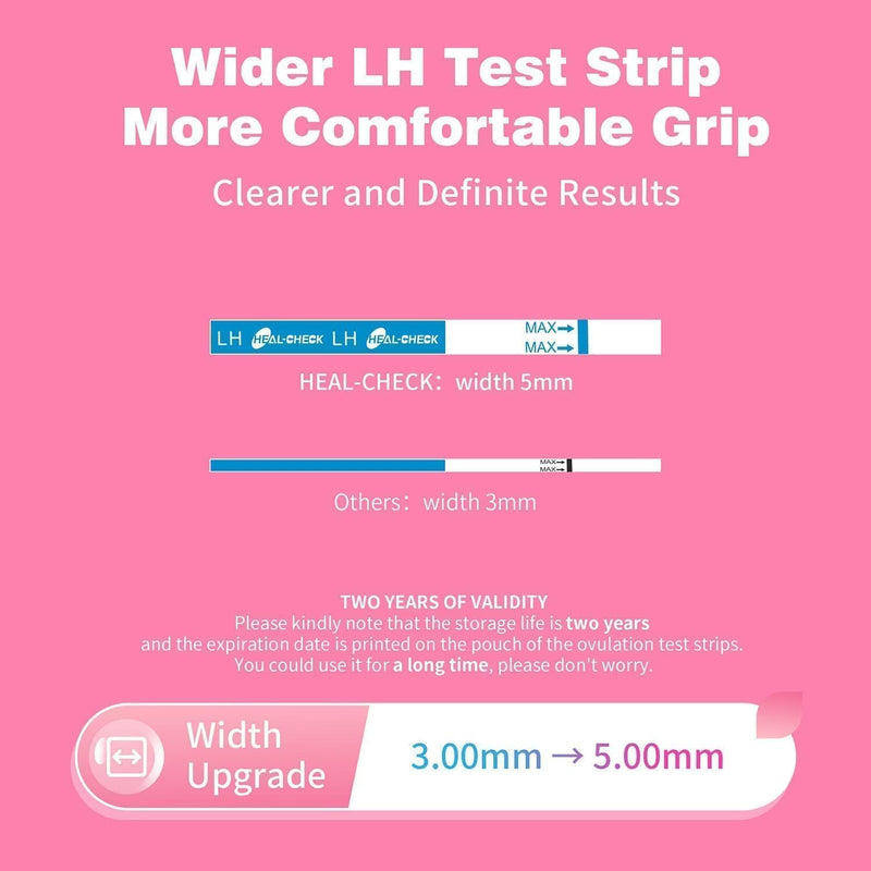 HEAL-CHECK 25 Count Ovulation Test Strips with Cups, Bulk Ovulation Test Strips for Women, Ovulation Predictor Kit, Accurate Fertility Tests for Home, Individually Wrapped 5mm LH