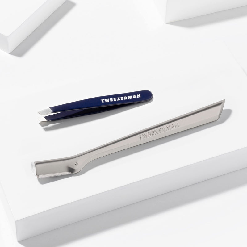 [Australia] - Tweezerman Exclusive Eyebrow Razor & Evening Blue Mini Slant Tweezer 