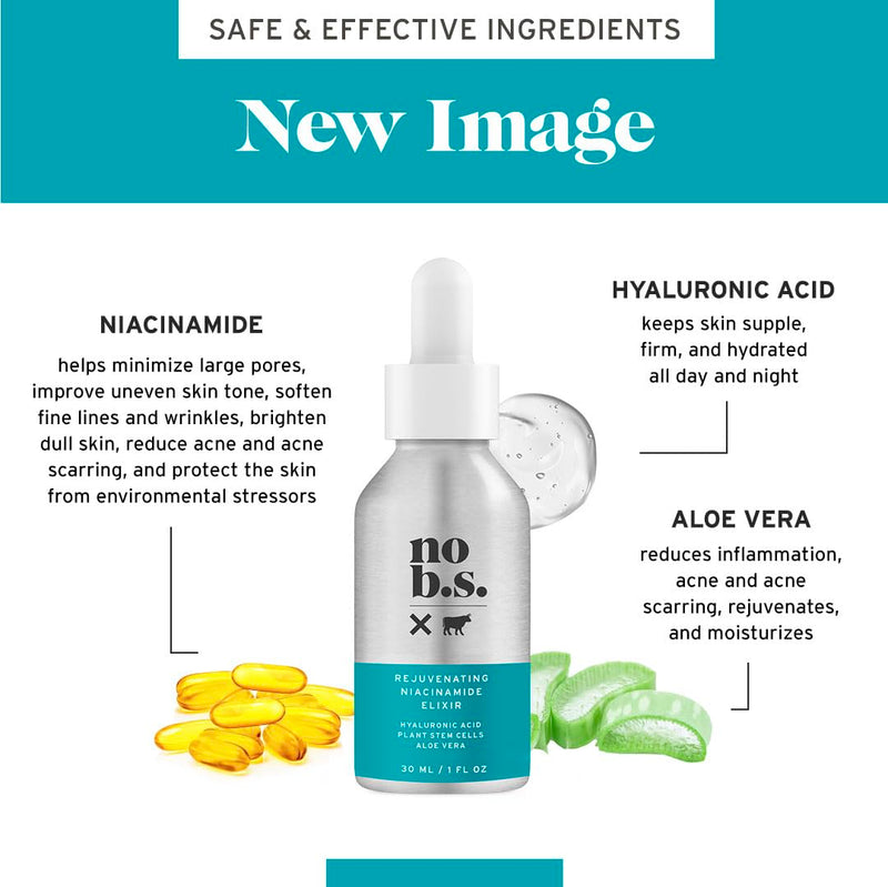 No Bad Stuff - Niacinamide Serum - Rejuvenates, Smooths, + Restores Skin with Vitamin B3, Hyaluronic Acid, and Aloe Vera (1 oz)