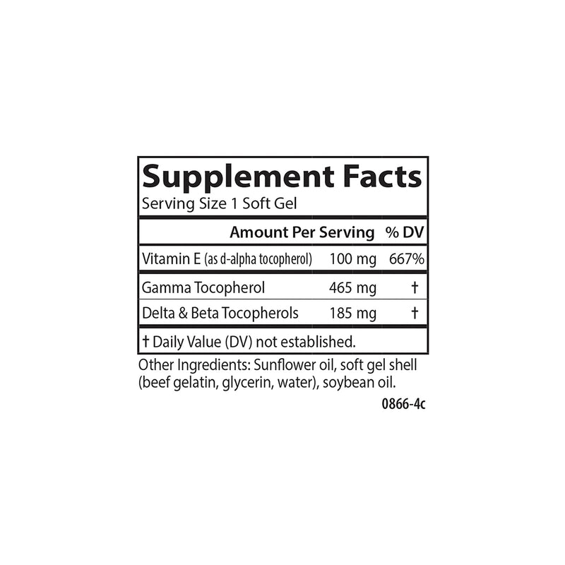 Carlson Gamma E-Gems, 465 mg, Gamma Tocopherol, 600 Softgels | Vitamin E Tocopherol; Optimal Wellness 60 Count (Pack of 1)