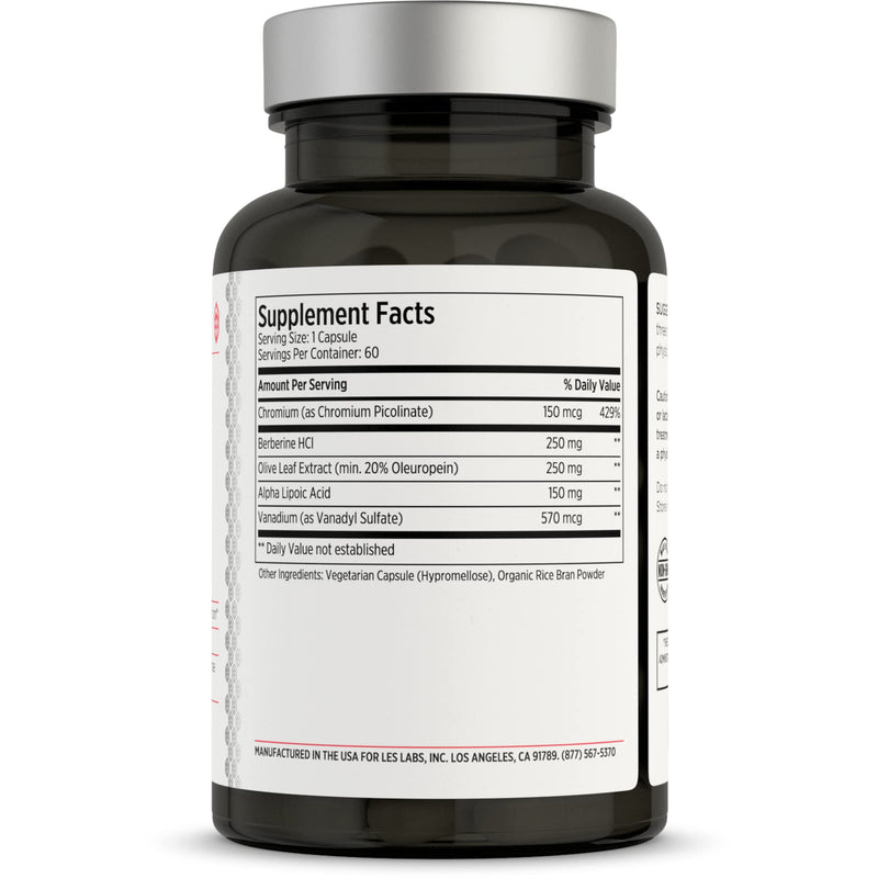 [Australia] - LES Labs Insulin Health – Metabolic Health and Support, Lipid & Carbohydrate Metabolism – Berberine, Chromium, Olive Leaf, Alpha Lipoic Acid & Vanadium – Non-GMO Supplement – 60 Capsules 