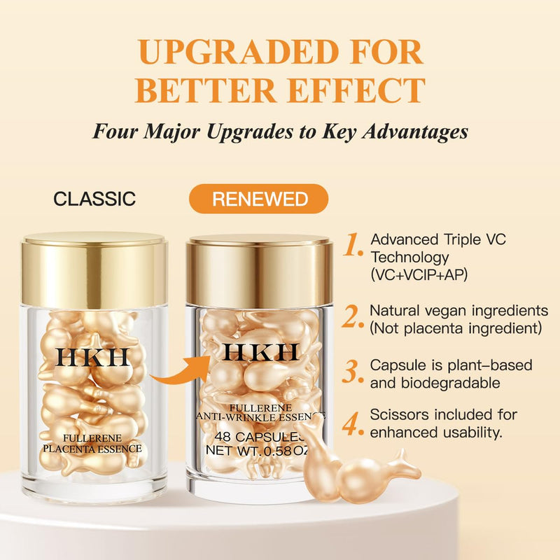Vitamin C Face Serum Capsules Oil - HKH Vit C with Vitamin E Serum Capsules - Evens Skin Tone & Reduces Fine Lines Skincare - 48 Travel-Friendly for Smoothing Moisturizing Skin - with Scissors Vitamin C (plant-based)