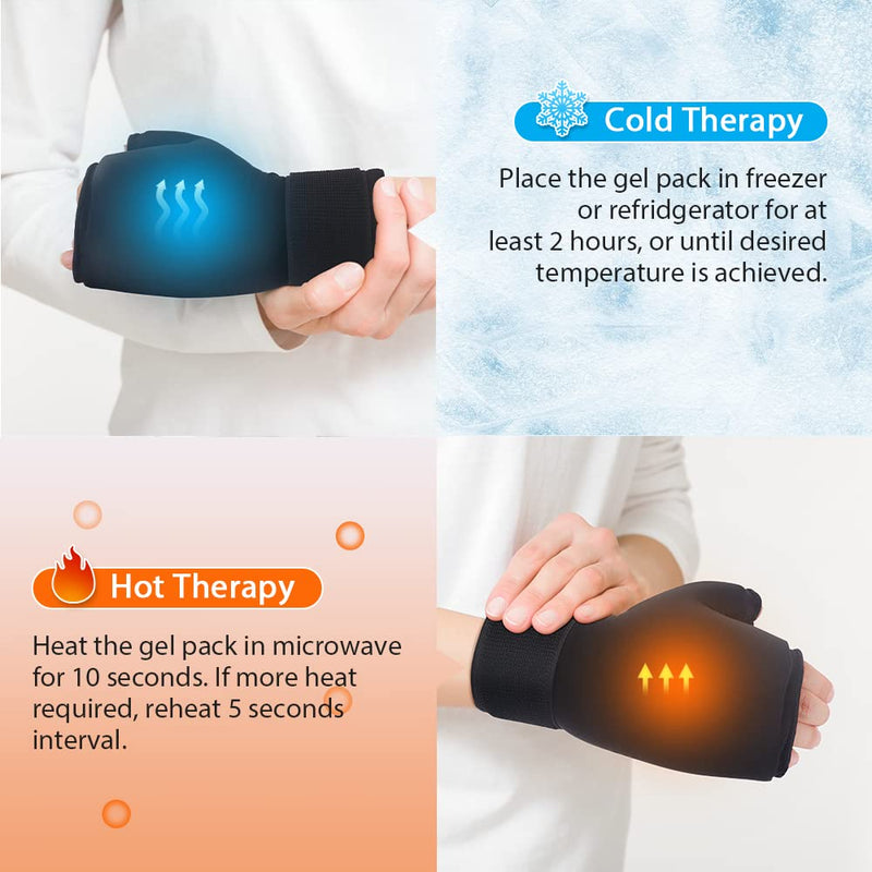 [Australia] - NEWGO Gel Gloves Cooling Gloves Cold & Heat Therapy for Hands, Fingers during Chemotherapy, Rheumatism (Black) Black001 