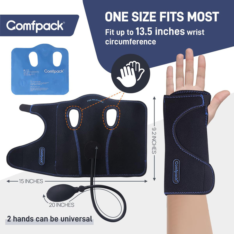 [Australia] - Ice Pack Wrap With Compression for Carpal Tunnel Relief, Wrist Brace Support Gel Hot Cold Therapy for Tendonitis, Mommy Wrist, Swelling, Surgery, Inflammation Black & Blue 