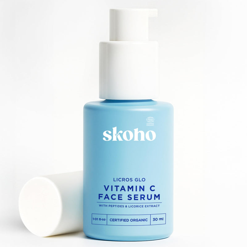 Organic Vitamin C Face Serum with 98.932% Naturality | Reduces dark spots & Hyper Pigmentation | Licorice, Natural Peptides, Vitamin C | 30ml, Natural