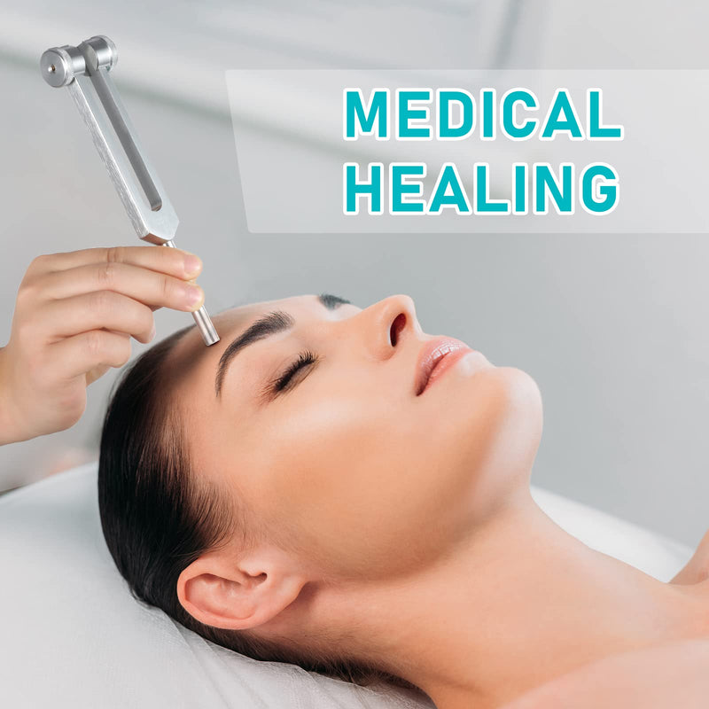 [Australia] - Tuning Fork Sets (128Hz, 256Hz, 512Hz) of 3 Pack with Reflex Hammer for Chakra/Healing/Medical/Sound Therapy/DNA Repair, Gift for Buddhists 