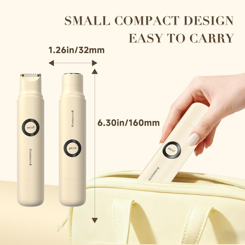 2-in-1 Bikini Trimmer for Women,Bikini Shaver with Dual Heads,Painless Electric Razors Lady Facial Razor, IPX7 Waterproof Portable Cordless Shaver,Pubic Hair Remover for Underarm,Body, Face Chin,Legs Yellow