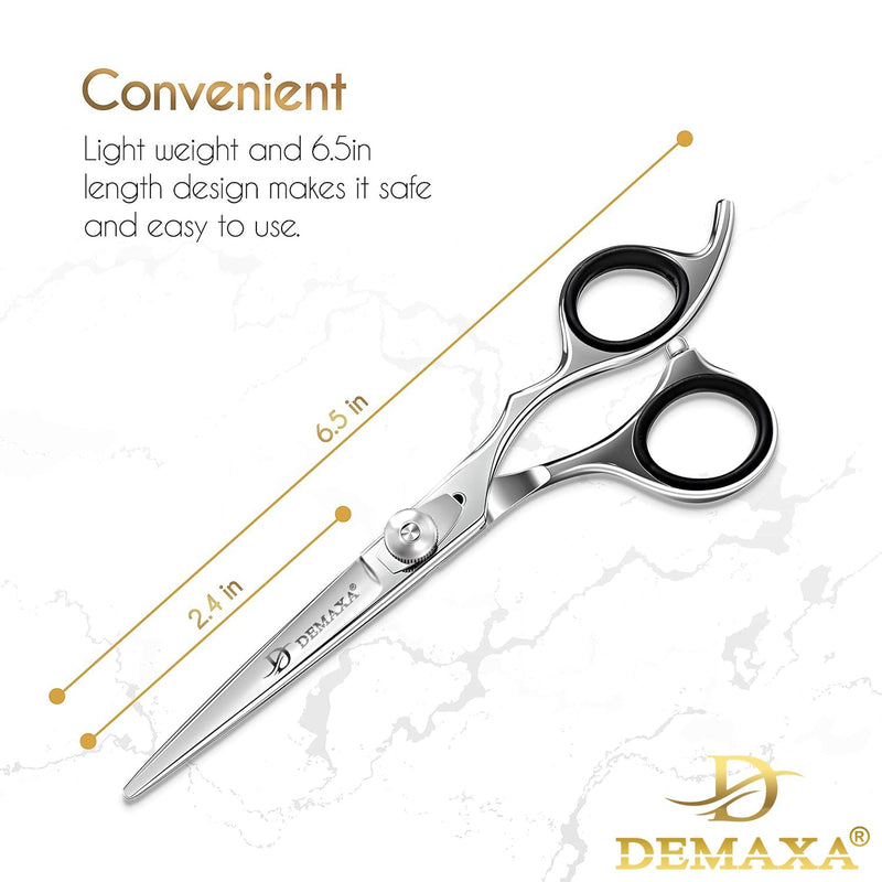[Australia] - 6.5" Premium Hair Scissors Professionally Sharp Barber Shears - High Carbon Steel Hair Cutting Scissors with Smooth Sharp Edge Blades - Hair Trimming Shears for women Salon & Personal Use Silver Premium 
