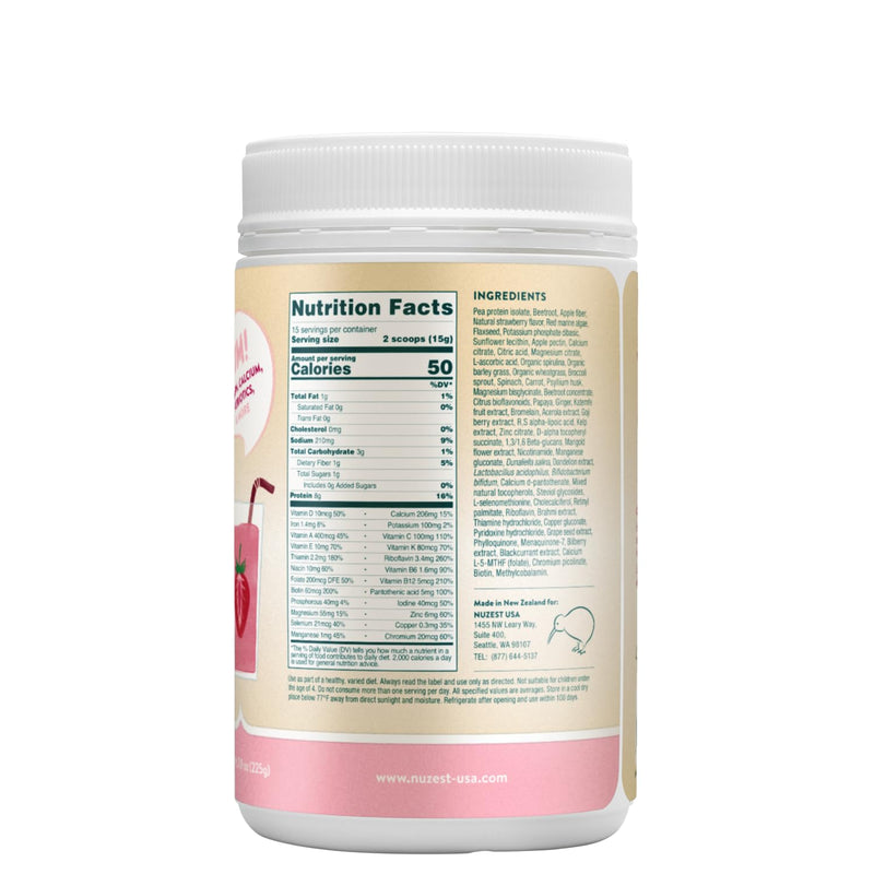 Nuzest - Kids Good Stuff - Vegan Smoothie Mix - Wild Strawberry - Multivitamin Nutritional Supplement Protein Shake - Dairy Free - Supporting Growth and Development - 225g/ 7.9 oz (15 Servings) 7.9 Ounce (15 Servings)