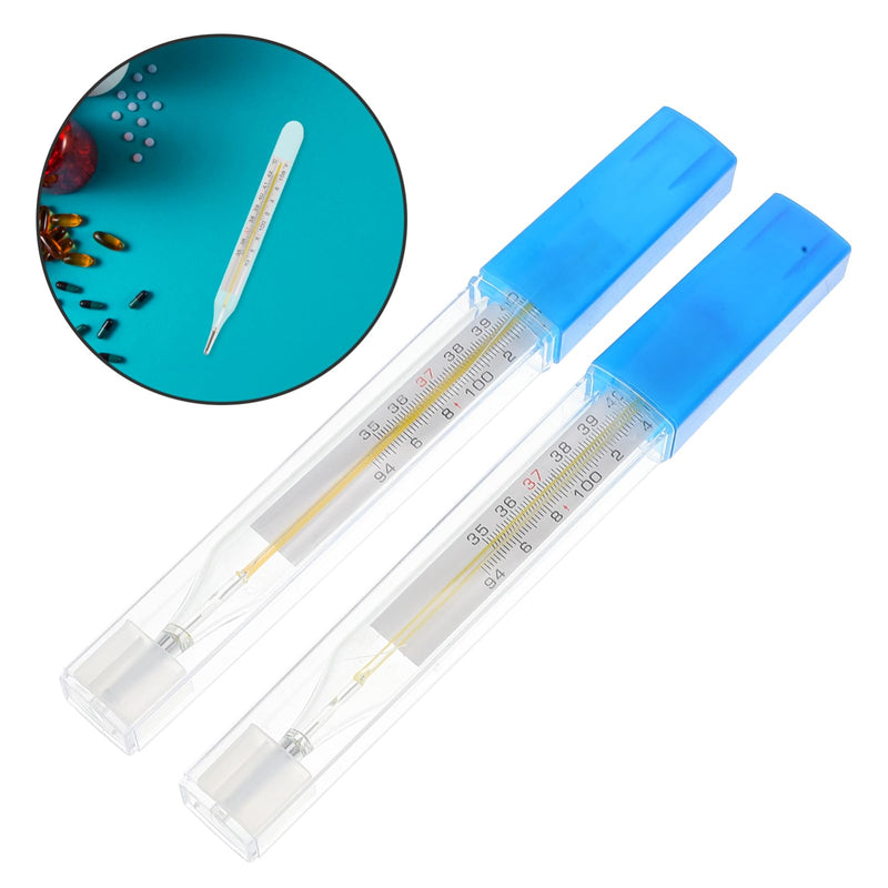 [Australia] - Toyvian 2pcs Oral Thermometer for Adults - Glass Thermometer Armpit Fast Reading Fever Indicator for Adults and Kids (Double Scale) 