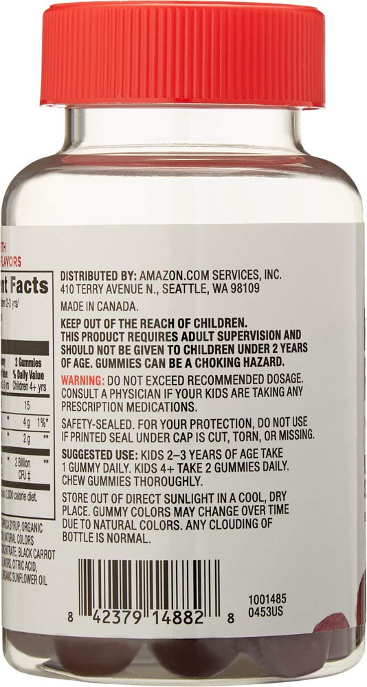 Amazon Brand - Mama Bear Vegan Probiotic, 60 Gummies, 1 Billion CFU per Gummy & Mama Bear Vegan Kids Vitamin C, 60 Gummies, 125 mg Vitamin C per Gummy