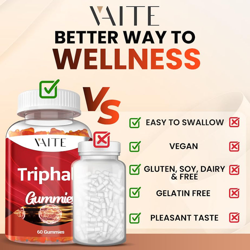 [Australia] - Organic Triphala Supplement with Amla, Haritaki & Bibhitaki - Amalaki Herbal Blend, Natural Ayurvedic Supplements & Gut Health & Immune Support, Colon Cleanse & Digestive System Supports - 60 Gummies 