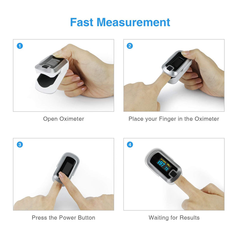 [Australia] - mibest OLED Finger Pulse Oximeter, O2 Meter, Dual Color White/Silver 