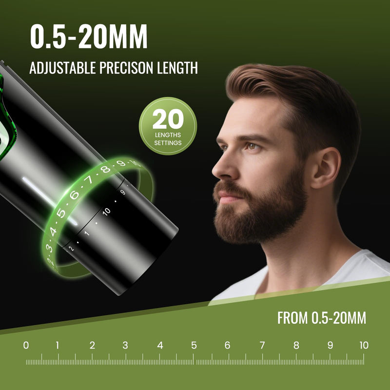 Premium Beard Trimmer for Men, Men's Vacuum Electric Shaver Kit, 20 Levels Adjustable, Wet/Dry Shaver, Upgraded Stainless Steel Ceramic Blade Heads for Precision Facial Hair, Birthday Gifts for Men