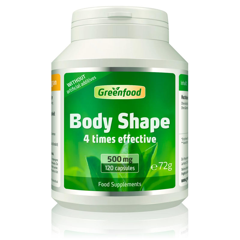Body Shape, 500 mg, 120 Capsules, 4-fold Effective, Highly dosed. Without Artificial additives. Without Genetic Engineering.