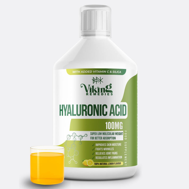 Liquid Hyaluronic Acid 100mg – Vegan Lemon Flavour – High Strength Skin & Joint Support – 500ml Sugar-Free Supplement – Made in Sweden