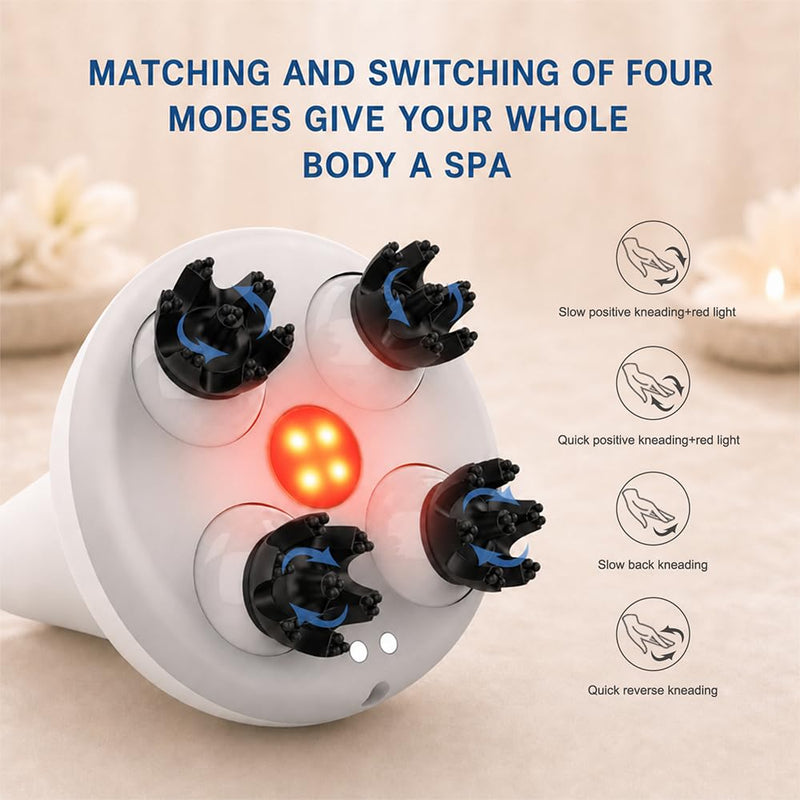 Electric Cordless Hair Scalp Massager for Hair Growth, Handheld Hair Kneading Scrubber with Red Light, Deep Clean Scalp Scrubber, Portable Head Scratcher for Stress Relax, Gifts for Parents