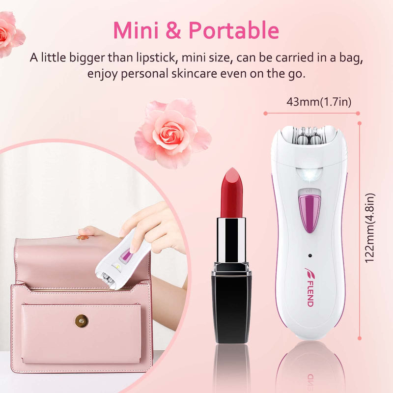 Epilator for Women, Smooth Glide Epilator Facial and Body Hair Remover with LED Light Rechargeable Hair Removal Device for Face, Bikini, Armpits, Arms, and Legs White-pink