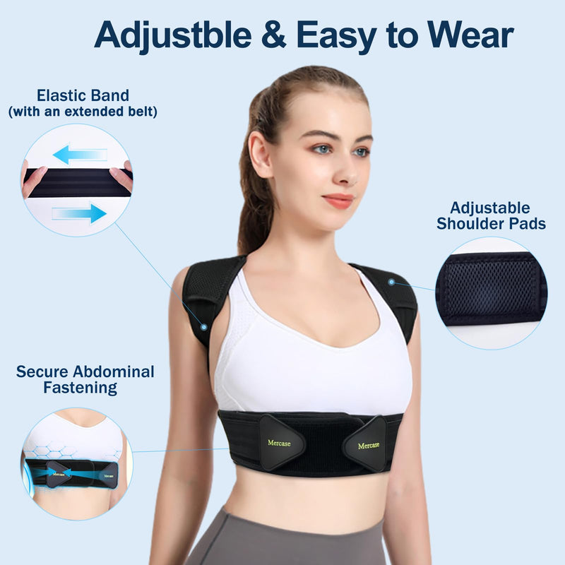 Mercase Professional Posture Corrector for Men & Women, Maximum Support Back Brace, Adjustable & Rigid for Upper Back Pain, Shoulder Relief, Spine Alignment, Stops Slouching, Medium (23-32 in) Medium (Pack of 1)