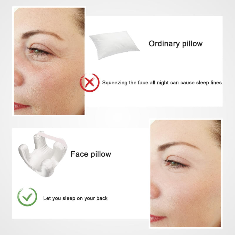 [Australia] - Comfortable Face Pillow, Silk Fabric Memory Foam, Soft Cushioning Ergonomic Beauty Pillow Side Sleeper (White) White 