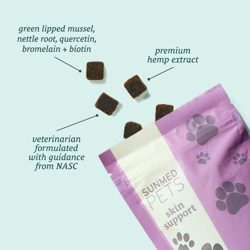 Skin Support Dog Allergy Relief Chews with Nettle, Quercetin & Green-Lipped Mussel - Natural Seasonal Dog Allergy Chews to Soothe Skin & Support Health, 40 Count - PawsPlanet Australia