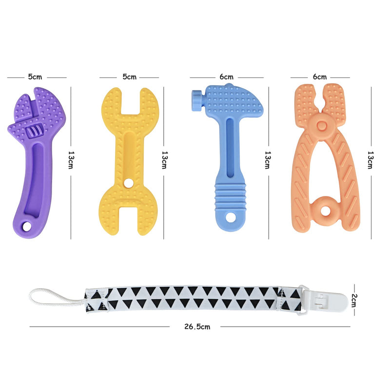 [Australia] - HAILI Baby Teething Toys for 0-6 Months 6-12 Months, Freezer BPA Free Silicone Baby Molar Teether Chew Toys, Hammer Wrench Spanner Pliers Shape Baby Boy Toys Blue 