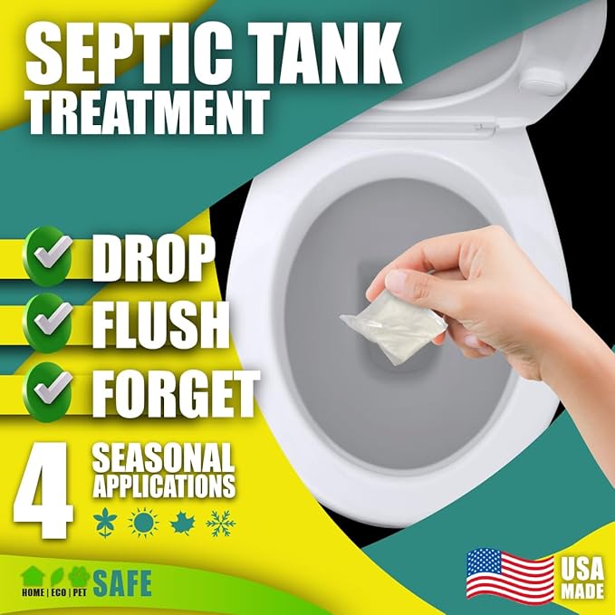 [Australia] - Green Pig 52 Live Septic Tank Treatment Ultimate Solution in Preventing Expensive Backups, Clogs, or Drain Field Failures with 4-Easy Drop-in and Flush, 1-Year Supply- 4 Packets, 4 Count 