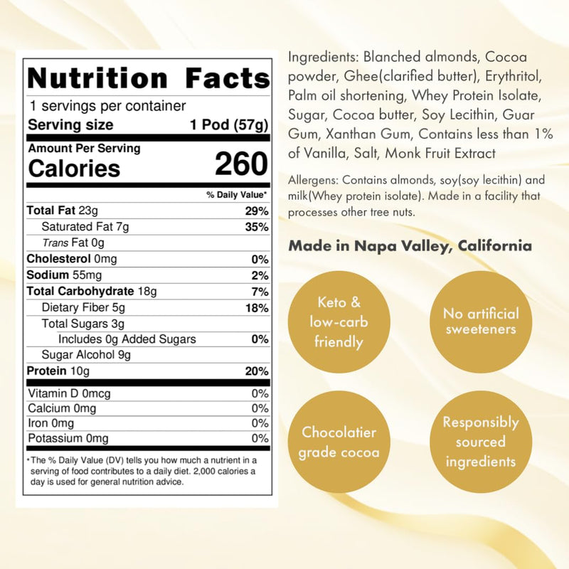 [Australia] - Chocolate Energy Pods, Snack Fudge & Compact Meal Replacement Cup, Sugar-Free, Gluten-Free, Keto, Vegetarian, 10g Whey Protein, Made with Gourmet Cacao (Pack of 8) 