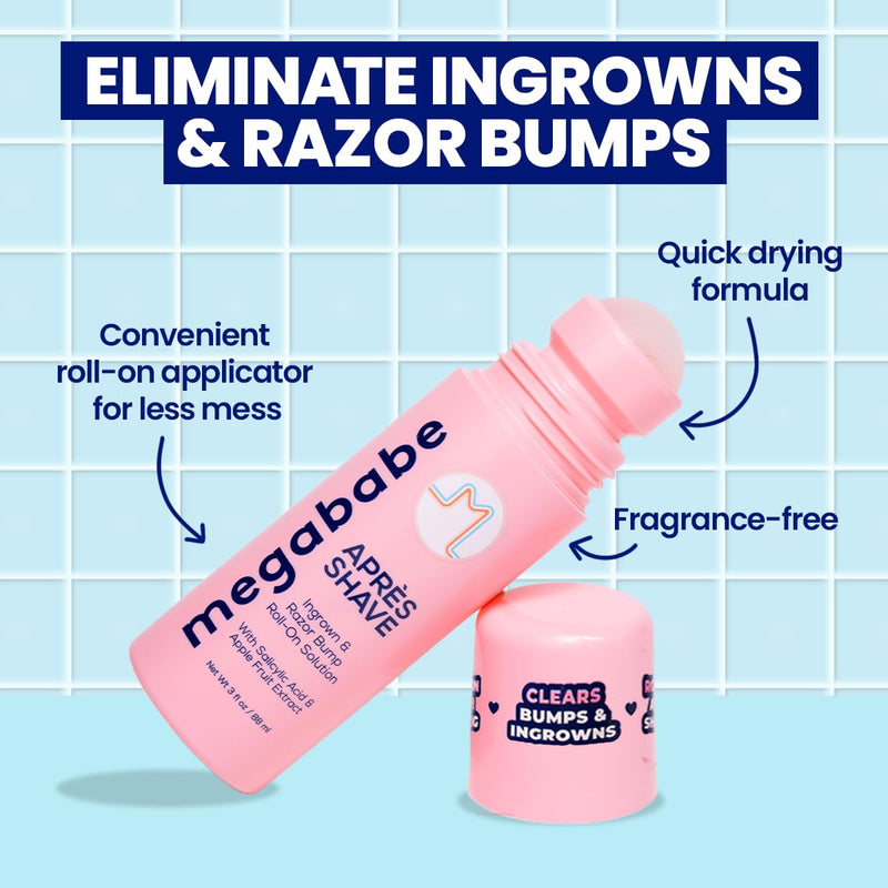 [Australia] - Megababe Après Shave | Post-Shave & Waxing | Ingrown Hair & Razor Bump Roll-On Treatment for Women | Bikini, Armpits & Legs | 3.0 fl oz 
