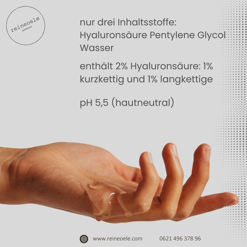 [Australia] - pure hyaluronic serum, high dosage, vegan derma roller, suitable for sensitive skin without alcohol, 50 ml glass bottle, pure oil Hyaluron Pur No20 