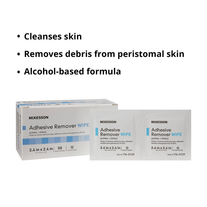 [Australia] - McKesson Adhesive Remover Wipes, Sterile, Individual Packet, 50 Wipes 1 Count (Pack of 50) 