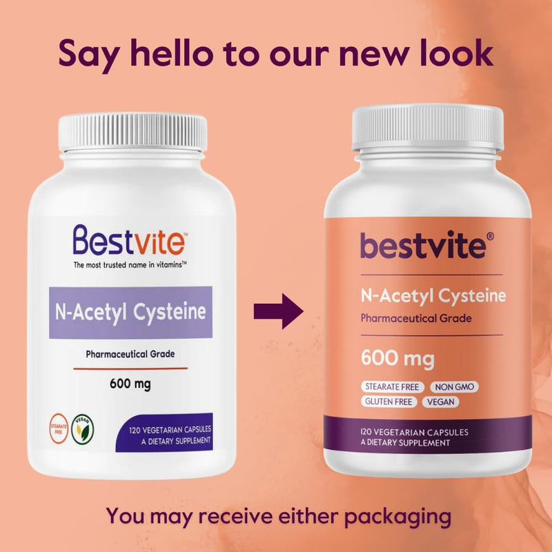 [Australia] - BESTVITE N-Acetyl Cysteine 600mg (NAC) (120 Vegetarian Capsules) - No Stearates - Vegan - No Fillers - No Silica - No Gelatin - Gluten Free - Non GMO 120 Count (Pack of 1) 