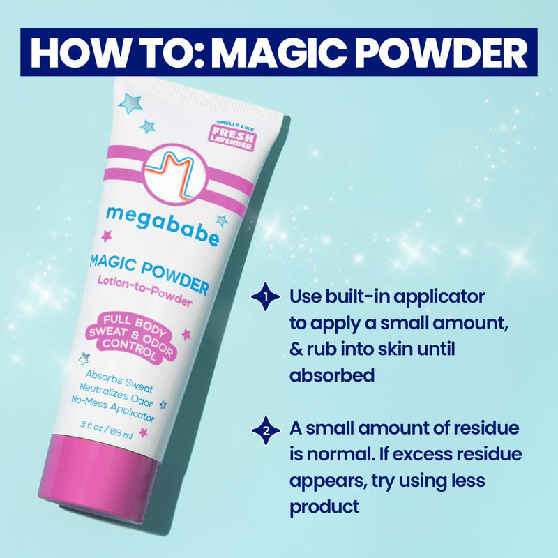 Megababe Magic Powder, Sweat & Odor Absorbing, Talc-Free, 3 fl oz